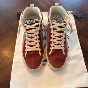 Golden Goose Red and White Sneakers